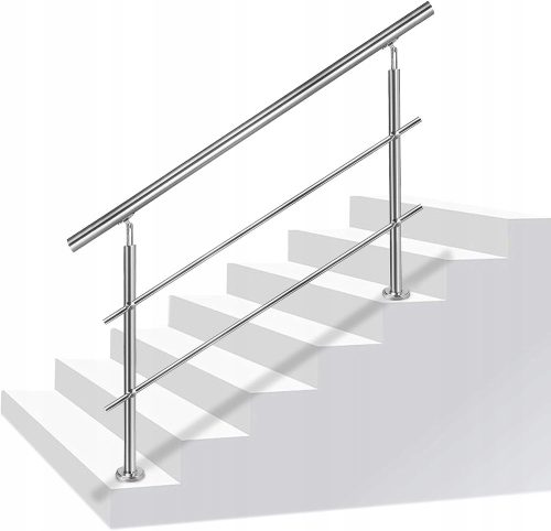 Handlauf aus Edelstahl mit 2 Querstangen 160 cm