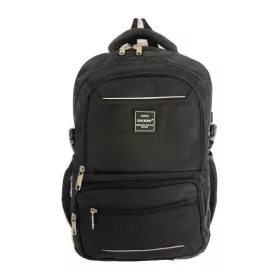  Schwarzer Schulrucksack mit mehreren Fächern