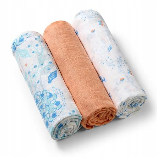  Babyono Musselinwindel 3 Stk. - 70 x 70 cm - Blautöne