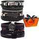  ELEGANTES LEDERARMBAND-SET FÜR HERREN, 9-TEILIG + GESCHENKTASCHE