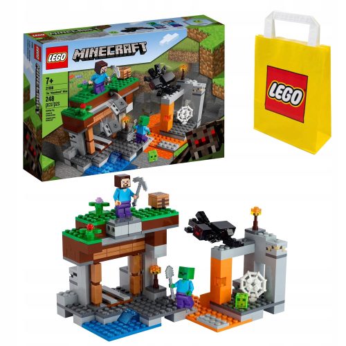  LEGO Minecraft 21166 Verlassene Mine + LEGO Papier-Geschenktüte mittlerer Größe M 41x34x12 cm