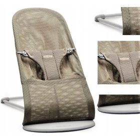    BabyBjörn BLISS MESH Grau Beige Babywippe x 12 x 93 cm + Septona Baby Dermasoft Family Kamille Feuchttücher 1 x 12 Stk.