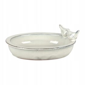  Vogeltränke aus Keramik, gebrochenes Weiß