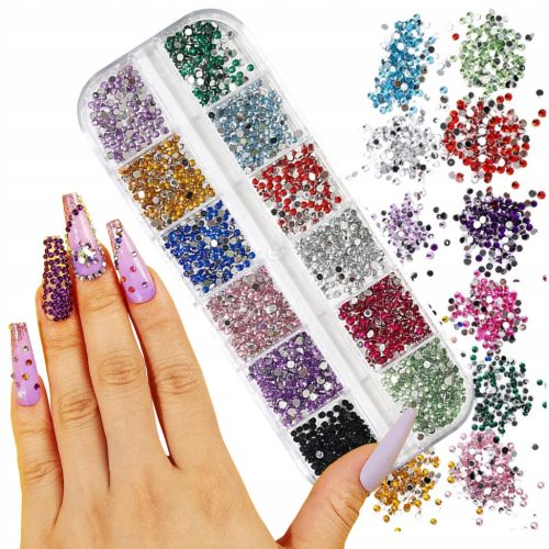  BUNTES ZIRKONIA-GESICHTSNAGELDEKORATIONS-MIX-BOX-SET