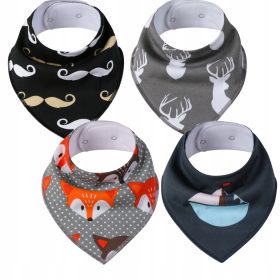    Lätzchen aus Simed-Stoff, Weiß, Schwarz, Gelb- und Goldtöne, geometrische Muster