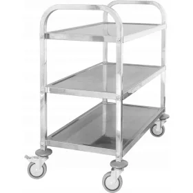   3-stöckiger Kellnerwagen aus Edelstahl, Vierkantprofilgriff 750x400x835 mm | TECHNICA, Silver Line