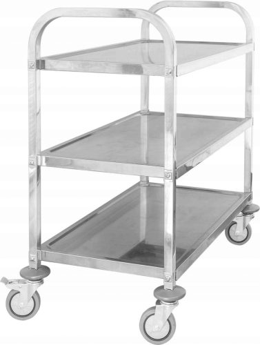 3-stöckiger Kellnerwagen aus Edelstahl, Vierkantprofilgriff 750x400x835 mm | TECHNICA, Silver Line
