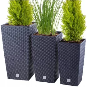    Prosperplast Blumentopf 26,5 cm x 26,5 x 50 cm Kunststoff schwarz, Graphit