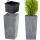  Prosperplast-Blumentopf, 26,5 cm x 26,5 x 50 cm, Durchmesser 26,5 cm, Kunststoff in Grau- und Silbertönen