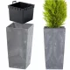 Prosperplast-Blumentopf, 26,5 cm x 26,5 x 50 cm, Durchmesser 26,5 cm, Kunststoff in Grau- und Silbertönen