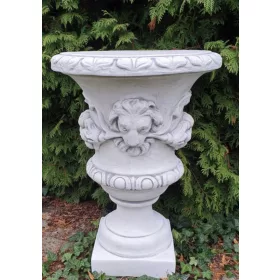    MMartShop Blumentopf 49 cm x 49 x 69 cm, Durchmesser 49 cm, weißer Beton, Grau- und Silbertöne