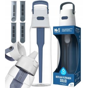    Dafi Solid 0,7 l Denim-Filterflasche + Filtereinsatz für Dafi SOFT- und SOLID-Flaschen, 3 Stk.