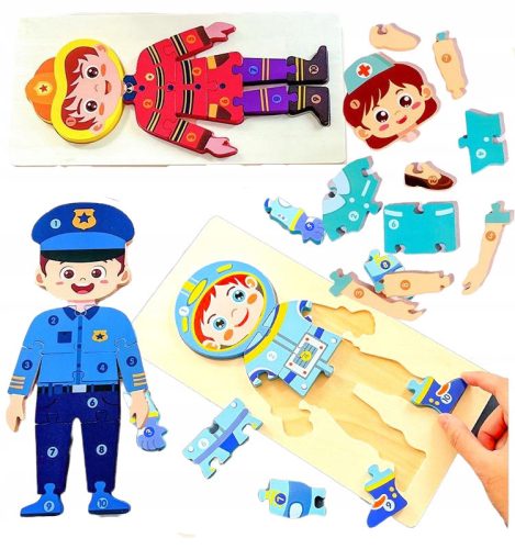  GROßES 3D-PUZZLE AUS HOLZBLÖCKEN, PUZZLE NICE PROFESSIONS, 4ER-SET