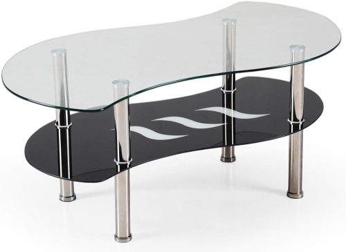  Halmar Catania Glasbank 100 x 55 x 43 cm schwarz und silber