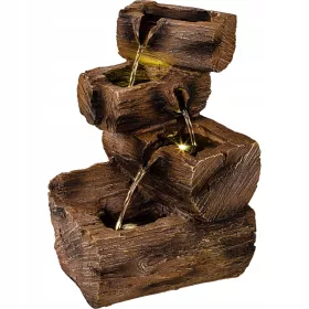  GARTEN-KASKADE-BRUNNEN, WASSERFALL, 3 LED + PUMPE