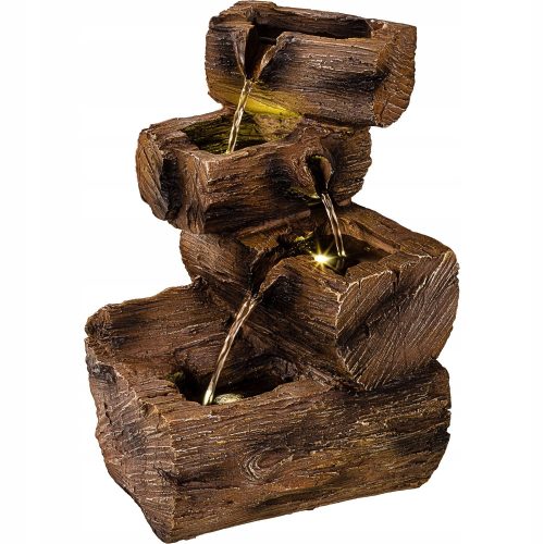  GARTEN-KASKADE-BRUNNEN, WASSERFALL, 3 LED + PUMPE