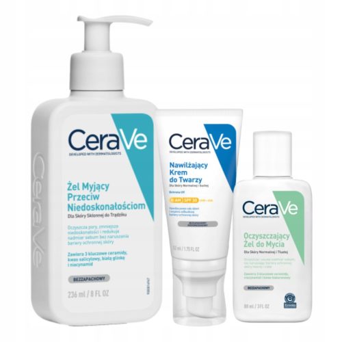 CeraVe Pflegeset für normale bis trockene Haut mit UV-Schutz und Reinigungsgel