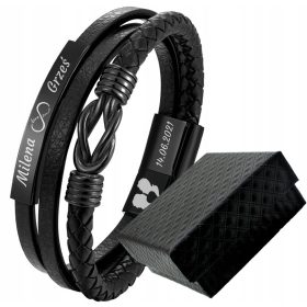  Lederarmband GIFT KNOT mit GRAVUR 316L