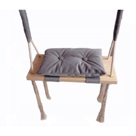    Schaukelbrett Kinder Haus Garten Holz Grau Hängend 50cm Samt