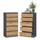  Sarameble-Kommode 60 x 35 x 112,5 cm Anthrazit, Wotan-Eiche matt
