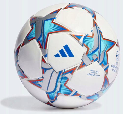 Adidas UCL Junior 290 League 23/24 Fußball, weiß und blau, Größe 5