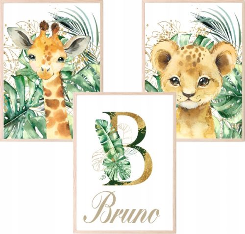  Set mit 3 A3-Postern Safaritiere Babyname