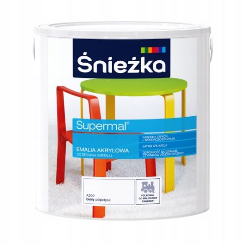 Acrylfarbe für Holz, Möbel, Metall Śnieżka 2,5 l WEISS seidenmatt