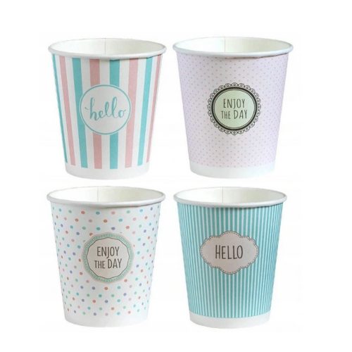 Einweggeschirr Pappbecher PASTEL Schild 250ml 1000 Stk