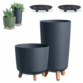    Prosperplast Blumentopf 29,8 cm x 29,8 x 36,5 cm Durchmesser 29,8 cm Kunststoff in Grau- und Silbertönen + Prosperplast Gracia Tubus Slim Blumentopf 23,9 x 44,5 cm Anthrazit