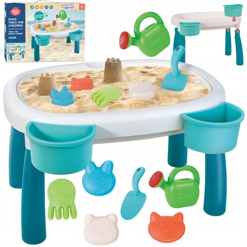 Sandkasten-Wassertisch mit 13 Zubehörteilen.
