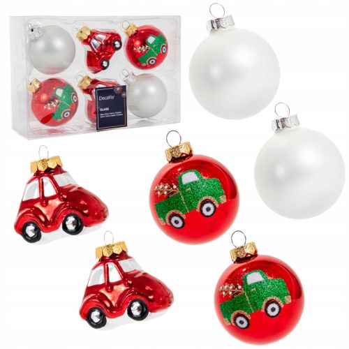  Set Christbaumkugeln aus Glas 6 cm - Set. 6 Stk