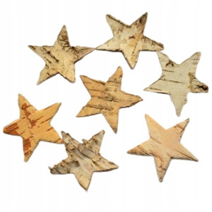  Sterne aus Rinde, Birkenholz, 4,5 cm, 100 Stk