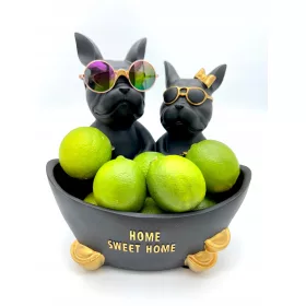  Bulldogge Paar Schüssel BL Figur Dekoration Geschenk