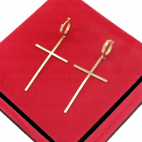  GROßE GOLDKREUZ-OHRRINGE, BLAUBEERE, 316-L-STAHL