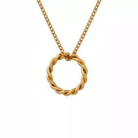  Halskette, Stahl, gedrehter Ring, Gold 316L