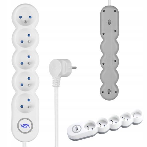  Libox Strip-Verlängerungskabel 5 m, 5 Stück, weiß