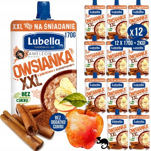 LUBELLA OWSIANKA XXL mit Apfel und Zimt 170g, 12 Stück
