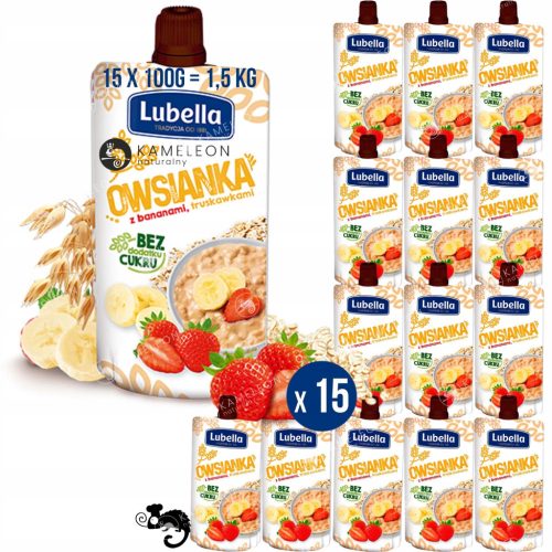 Lubella Haferbrei mit Bananen und Erdbeeren, 100g - 15er Pack