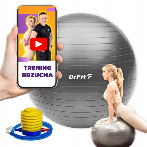  DrFit Gym Rehabilitationsball mit Pumpe, 75 cm, grau