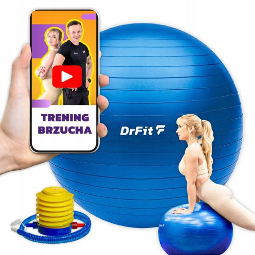  DrFit Fitness Gymnastikball mit Pumpe, 65 cm, blau
