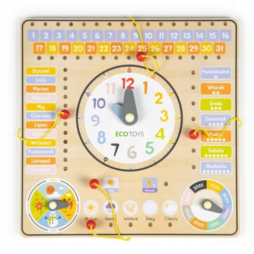  HOLZUHR ZUM LERNEN DER STUNDEN, BILDUNGSBRETT, KALENDER