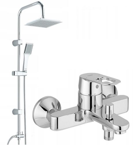 Grohe BAULOOP Einhebel-Wand-Badewannenarmatur, Chrom + Kuchinox Hiro Aufputz-Duschset