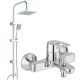 Grohe BAULOOP Einhebel-Wand-Badewannenarmatur, Chrom + Kuchinox Hiro Aufputz-Duschset