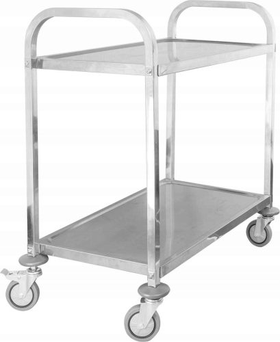 Kellnerwagen, 2 Etagen, Edelstahl, Vierkantprofilgriff, 750x400x835 mm | TECHNICA, Silver Line