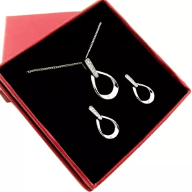  Schmuckset aus 925er Silber, Ohrringe und Halskette