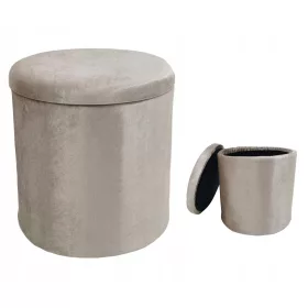 Plaza Sitzpuff mit Stauraum Round Velvet J. Beige