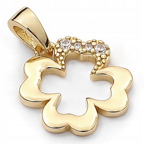  Silberner Anhänger / Kleeblatt mit Zirkonumriss