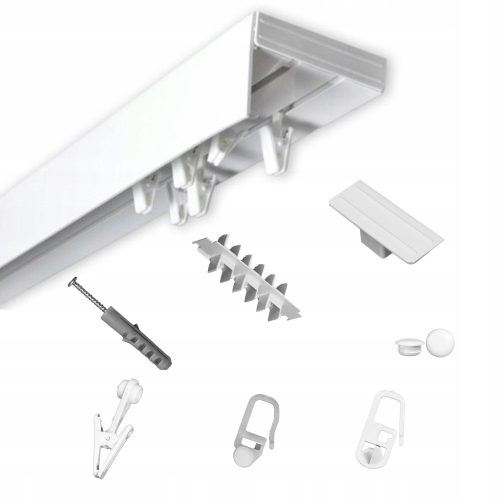 Deckenschienen PVC-Schiene Zweitlauf-Gardinenstange mit ABDECKUNG, 5 cm, Länge 640 cm