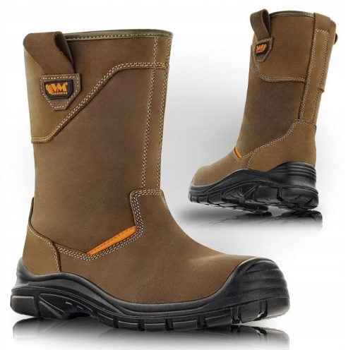 Arbeitsschuhe hohe Stiefel VM Footwear VM EDINBURGH hohe Sicherheitsschuhe S3 SRC CI Größe 43 + Original BHPSUPPLY Aufkleber verschiedene Motive - MAJSTER