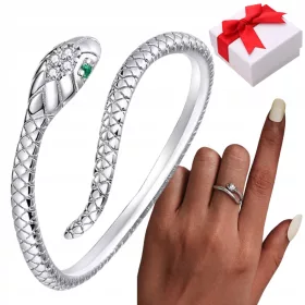  Silberner verstellbarer SNAKE-Ring S925 + Box